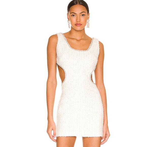 NBD Kenzie Mini Dress in White Metallic NWT Size Small - Picture 1 of 3